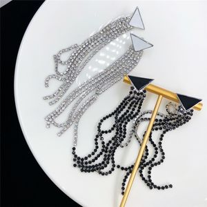 Glanzende Lange Kwastje Diamant Oorbellen Charm Dames Elegante Crystal Eardrops Designer Girl Party Datum Danglers met Gift Box