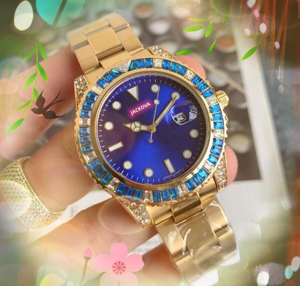 Shiny Lover Mens coloré arc-en-ciel diamants bague montres 41mm mouvement à quartz mâle horloge montre pleine fine bande en acier inoxydable montre-bracelet montre de luxe cadeaux