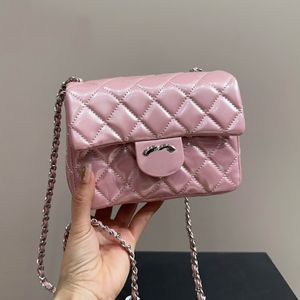 Mini bolso cruzado brillante para mujer, bolso de tendencia acolchado con cadena Matelasse, bolso de hombro con solapa vintage, monedero de lujo, tarjetero, maleta, bolso retro para las axilas, riñonera