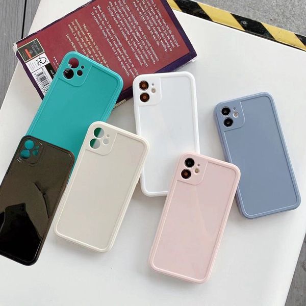 Étuis de téléphone brillants pour iPhone 12 11 Pro MAX XS XR 7 8 Plus Candy Colors Couverture arrière en TPU souple