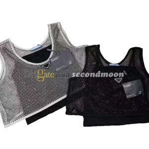 Sexy Mesh t-shirt Vrouwen Holle Tanks Top Zomer Sling Tees Glanzende Strass Camis Vrouw Vest