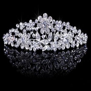 Diamantes de imitación brillantes Princesa Corona Tiaras Nupcial Diadema Peine Pinza para el cabello Joyería de boda Novia Proms 243o