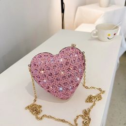 Strass brillant femmes forme de coeur pochette sac à main dame or soirée minaudière sacs de mariée sacs à main de mariage sacs à main de fête formelle 240125