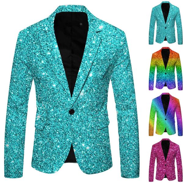 Paillettes brillantes décoré Blazer veste pour hommes boîte de nuit Graduation hommes Costume Blazer Homme luxe Costume scène porter pour chanteur 240306