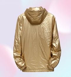 Glansende zilveren metallic jas Men Party Night Club Mens Hip Hop Coats Slim Hooded Streetwear Jaqueta Masculina8656429