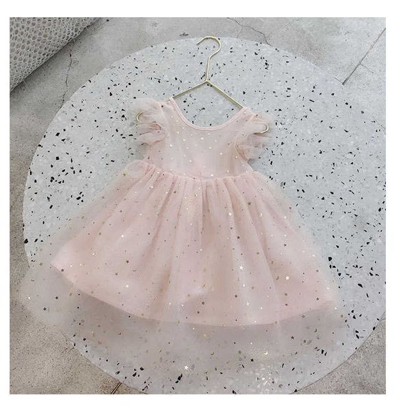 Vestido de lentejuelas brillantes para niñas pequeñas, tutú de manga aleteo para niños, princesa, cumpleaños, pequeño vestido negro 210529