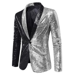 Glanzende Trend Sequin Glitter Blazer voor Mannen Een Knop Kraag Tuxedo Jacket Heren Bruiloft Bruidegom Party Prom Stadium Kostuum Homme 240306