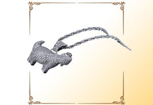 Collier pendentif animal de chèvre brillant Charmes pour hommes Femmes Gold Silver Color Cumbic Zircon Hip Hop Jewelry8115350