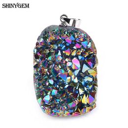 ShinyGem étincelant naturel Chakra opale pendentifs Multi couleur Druzy cristal pierre pendentif charmes fabrication de bijoux 5 pièces envoi aléatoire G09307i