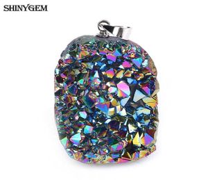 ShinyGem Sparkling Natural Chakra Opal Hangers Multi -kleuren Druzy Crystal Stone Pendant Charms Sieraden maken 5 -stks willekeurig verzenden G096259220