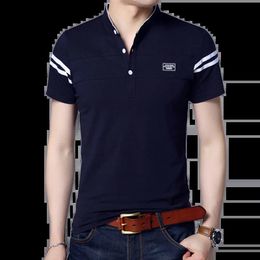 SHiONFA Zomer Heren T-shirts met korte mouwen Slanke opstaande kraag Poloshirt Koreaanse stijl Dunne trui Casual Paster Deco Kleding 240301