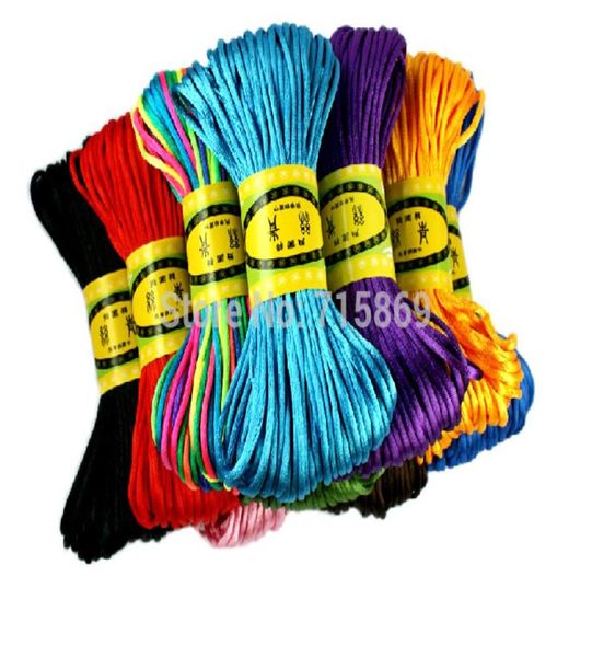 Navire 10 lots 25 couleurs 25 mm 20m Cordon de nœud chinois coréen nylon rattail satin tressé de corde de corde