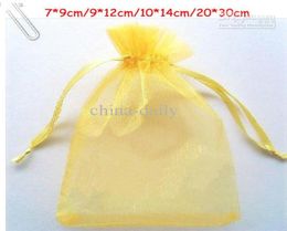 Schip 200 % Goud 79cm 912cm 1014cm Organza Jewelry Bag Wedding Party Candy Gift Bags7805516