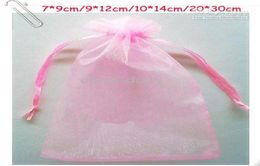 Schip 200 stroze roze 79cm 912cm 1014cm 2030cm Organza sieradentas Huwelijksfeest Candy Gift Bags3802952