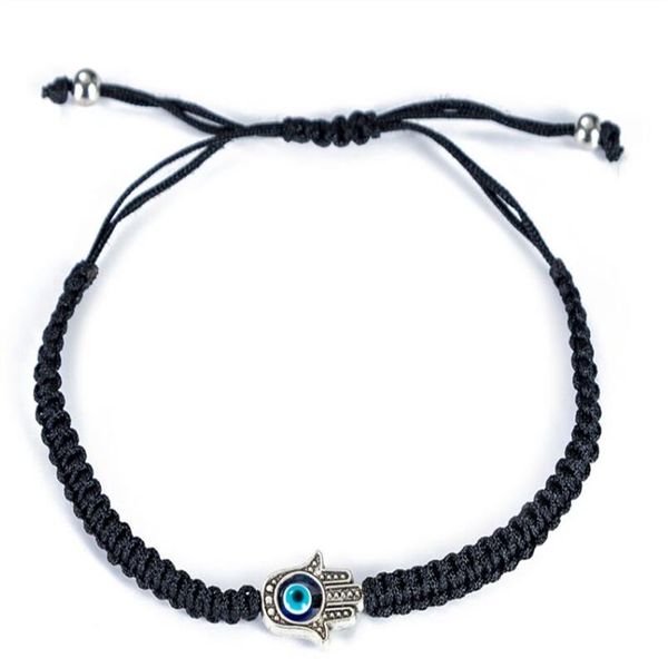Bracelets porte-bonheur Kabbale en fil noir Hamsa, breloque mauvais œil turc, bijoux d'amitié faits à la main pour femmes, 20 pièces, 2783