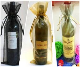 Sacs en Organza pour bouteille de vin doré, 300 pièces, 1436cm, sacs cadeaux pour bonbons de noël, fête de mariage, 5527534