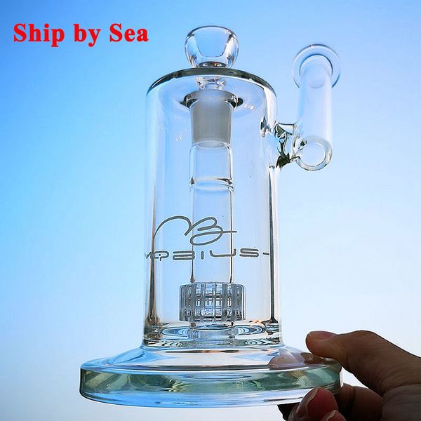 Ship By Sea 8 pouces Mobius Sidecar Hookahs Matrix Percolator Barrel Perc Verre Bongs 18mm Oil Dab Rigs Pyrex Épais 5mm Verre Tuyaux D'eau Avec Bol Logo