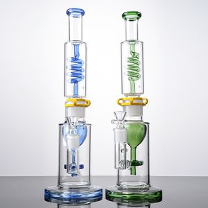 Ship By Sea Wholesales Hookahs Freezable Beaker Bongs 15 pouces Construire de gros bangs Condenser Coil Dab Rigs Conduites d'eau en verre épais avec joint de 18 mm