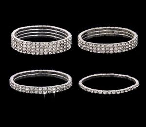 Navire pas cher 3 rangées extensible bracelet argent strass mignon bal de fin d'année fête de mariage bijoux de soirée bracelet de mariée Accesso5124742