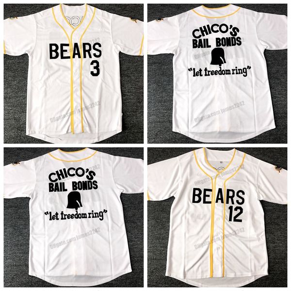 Ship from Us Bad News Bears Baseball Jersey 1976 Chico's Bails Bond Kelly Laak Tanner Boyle Men de qualité blanche cousue de qualité blanche de qualité supérieure