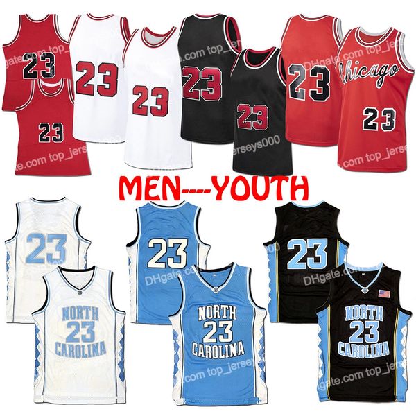 Enviar desde EE. UU. Chicago MJ Baloncesto Jersey Hombres Jóvenes Niños Jerseys Cosido Rojo Blanco Azul Negro Calidad superior Entrega rápida