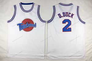 Navire des États-Unis Daffy Duck # 2 Tune Squad Space Jam Basketball Jersey Film Hommes Tous Cousu Blanc Maillots Taille S-3XL Top Qualité