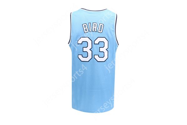 Navire des États-Unis Maillot de basket-ball pour hommes Indiana State Sycamores 33 Larry Bird Blue College Jersey Tous cousus Taille S-3XL Qualité supérieure