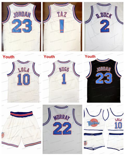 Expédié depuis les États-Unis Tune Squad Space Jam Basketball Jersey Jeunesse Adulte Michael 23 MJ 22 Duck 1 Bugs Bunny 10 Lola Ladies Set Movie Stitched Jerseys