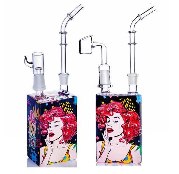 narguilés Hitman verre Bongs Dab boîte de jus plates-formes pétrolières eau Bong tuyaux en verre capiteux embout amovible photos de beauté livraison de modèle aléatoire