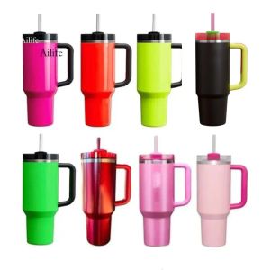 Schip vanuit de VS Neon Black Green Winter Pink Limited Edition H2.0 Cosmo Co-branded Tumbler Mugs Valentijnsdag Geschenkdoel Rode waterflessen