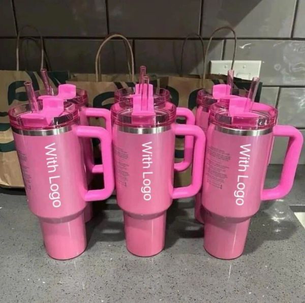 Envío desde EE. UU. Invierno Rosa Rojo Vasos navideños H2.0 Tazas de 40 oz Cosmo Chocolate Vasos dorados Tazas para autos Target Black Chroma Coffee Regalo del día de San Valentín Sparkle 0315