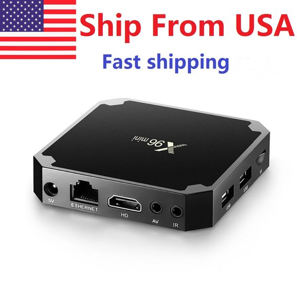 Envío desde EE. UU. x96 mini tv box android 7.1 inteligente 1 gb ram 8 gb rom soporte 2.4 ghz wifi 100 m lan 4k 3d