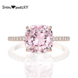 Shipei 925 Sterling Zilver Stralend Roze Greated Moissanite Diamanten Edelsteen Bruiloft Fijne Sieraden Engagement Rose Gouden Ringen J0112228G