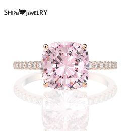 Shipei 925 Argent Sterling Radiant Rose Greated Moissanite Diamants Pierres Précieuses De Mariage Bijoux De Fiançailles Bagues En Or Rose J0112290r