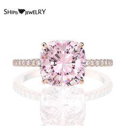 Shipei 925 Sterling Silver Radiant Roze Googte Moissanite Diamonds Gemstone bruiloft Fijne sieraden Betrokkenheid Rose Gold Rings J0112269J