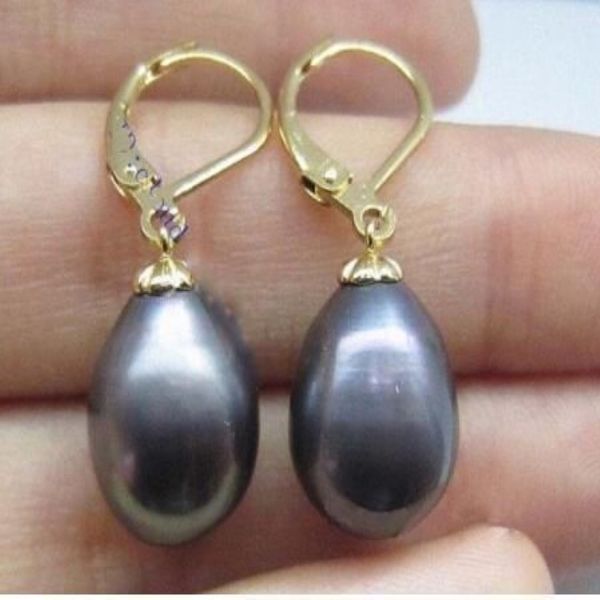 Shipiing – boucles d'oreilles en perles noires de la mer du sud, magnifiques, 11-13mm, 925silver254W