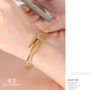 Shipiing – Bracelet à ongles en titane et acier, classique, réglable, ouvert en cristal, couleur or Rose, bijoux pour femmes, 3165740