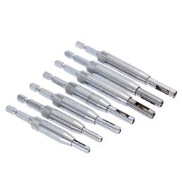 Bezorging 7Pcs Furadeira Power Tool Kernboor Set Perforator Scharnier Tapper Voor Deuren Zelfcentrerende Houtbewerking gereedschap Mill238P