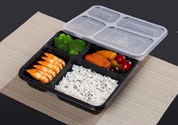 Expédition Nouveau gratuit 4 compartiments à emporter conteneurs Grade PP boîtes d'emballage alimentaire boîte à Bento jetable de haute qualité pour hôtel Sea Way EWF5450 EWF550