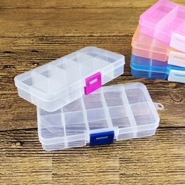 Verscholen Verstelbaar 10 Compartiment Plastic Duidelijke opbergdoos voor Sieraden Earring Tool Container 630 V2