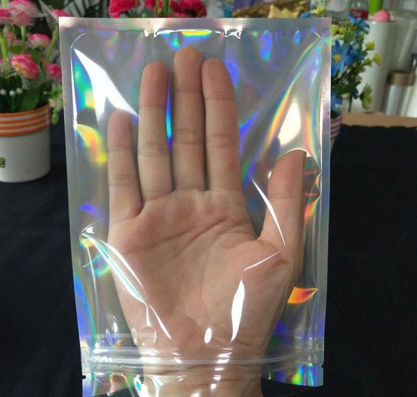 Envío por Mylar Safe Aceptar Bolsas de color de alimentos que se pueden volver a sellar Sello espacial Bolsas personalizadas Holográficas Arco iris gratis jllGc yummy_shop