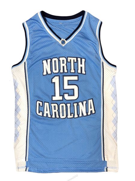 Expédition depuis les États-Unis Vince Carter # 15 Basketball Jersey Caroline du Nord TAR HEELS Maillots Hommes Tous Cousus Bleu Taille S-3XL Top Qualité