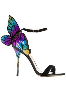 Verzending Hoog gratis lederen dames Patent CM Heel Solid Butterfly -borduurer Sophia Webster Open teen Sandalen kleurrijke schoenen maat