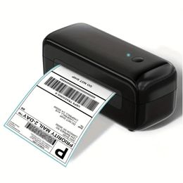 Verzendlabelprinter, zwarte thermische labelprinter 4x6", commerciële directe desktopadres barcode labelprinter, inktloze labelmaker