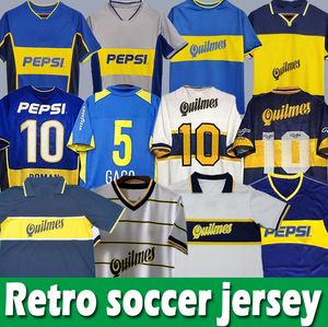 Boca Juniors Retro Soccer Jerseys 84 95 96 97 98 Maradona ROMAIN Caniggia RIQUELME 1997 2002 PALERMO Maillots de football Maillot Camiseta de Futbol 2000 01 02 03 04 05 06 1981