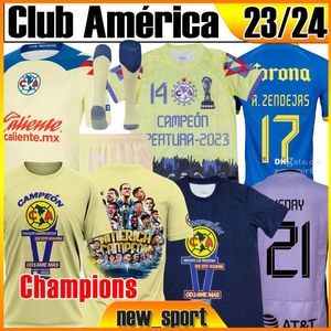 23 24 Club America Champions R.SANCHEZ Voetbalshirts Mexico MX R.MARTINEZ 2023 2024 Thuis Uit 3e F.VINAS M.LAYUN 1916 2006 90TH Uniformen Heren Kindersokken Voetbalshirts