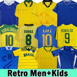 Brasil 1970 Soccer Jerseys Retro 10# 1978 1984 1988 Lange mouw Ronaldinho 1991 1993 Camisa de Futebol 2010 Classic Brazils 1997 Rivaldo Adriano 2006 Shirt Kids Kits