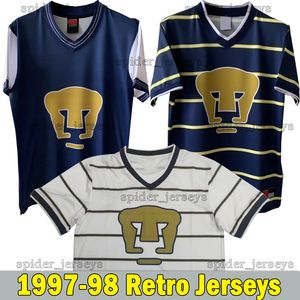 UNAM Mexiko DANI ALVES Voetbalshirts LIGA MX FC Retro 1997 1998 klassieke camiseta thuis weg voetbalshirts 97 98 Vintage blauw wit Mannen Uniformen