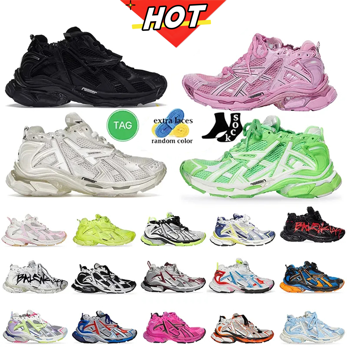 Sapatos de transporte Sapatos escolares chineses de alta qualidade Sapatos casuais Triple s 7.0 Runner Sneaker Faixas mais quentes 7 Tess Gomma Paris Plataforma de velocidade Moda Esportes ao ar livre