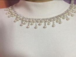 Verpakking 1yardlot Pearl en Crystal Rhinestone Chain Trim Bridal Dance Costume Decor Craft Collar Applique Accessories2564364